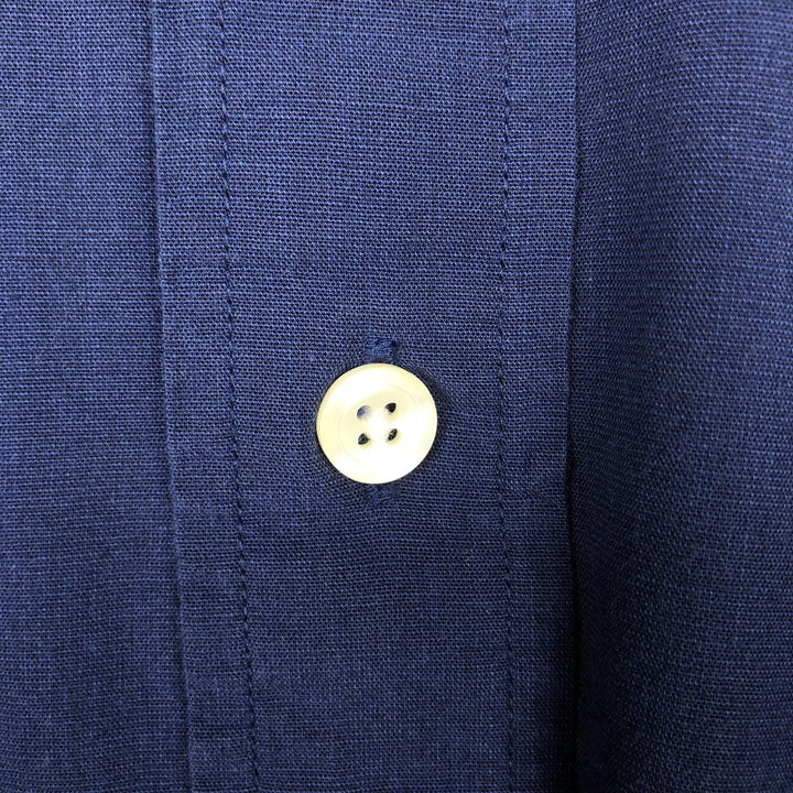 Brooks Brothers 346 Regular Fit Long-Sleeve Button-Down Shirt, Men's Size M (approx.) cotton Navy blue Vintage Second Hand