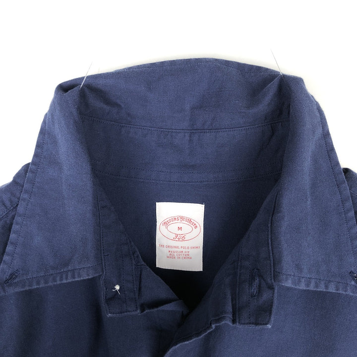 Brooks Brothers 346 Regular Fit Long-Sleeve Button-Down Shirt, Men's Size M (approx.) cotton Navy blue Vintage Second Hand
