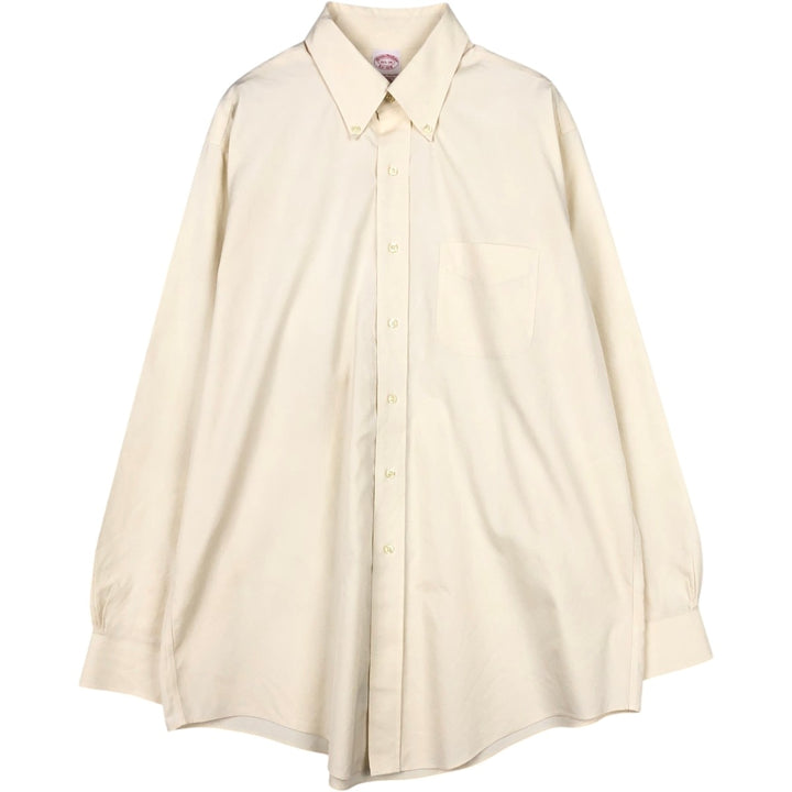 Brooks Brothers Est.1818 Traditional Fit Long-Sleeve Button-Down Shirt, Men's Size L (approx.) cotton unbleached Vintage Second Hand