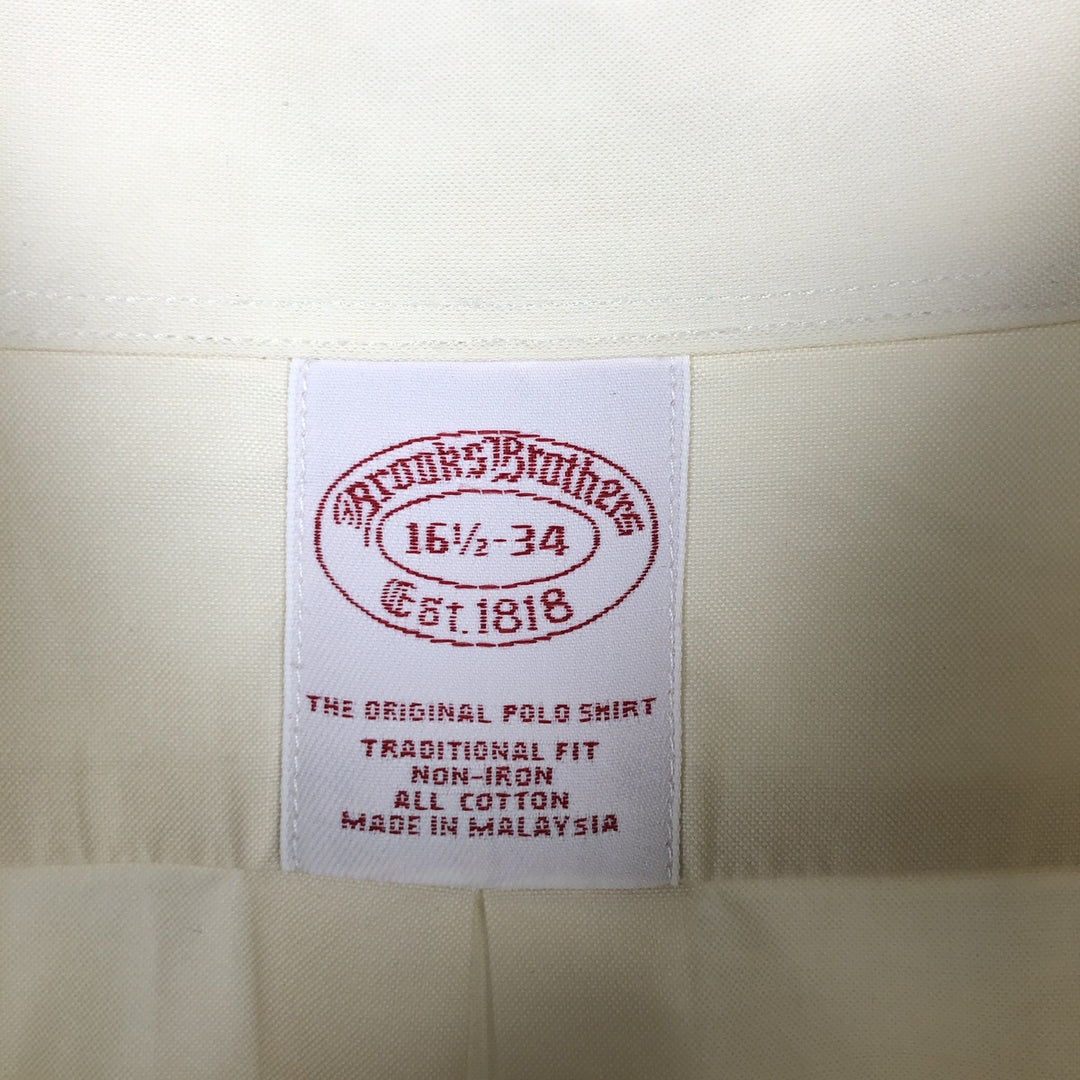 Brooks Brothers Est.1818 Traditional Fit Long-Sleeve Button-Down Shirt, Men's Size L (approx.) cotton unbleached Vintage Second Hand