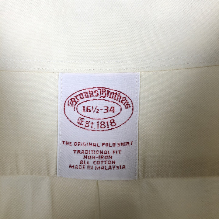 Brooks Brothers Est.1818 Traditional Fit Long-Sleeve Button-Down Shirt, Men's Size L (approx.) cotton unbleached Vintage Second Hand
