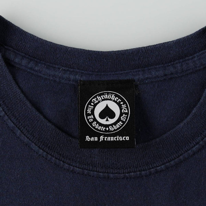 Thrasher Fire Pattern Surf Skate T-Shirt Men's XL cotton navy blue type Vintage Second Hand