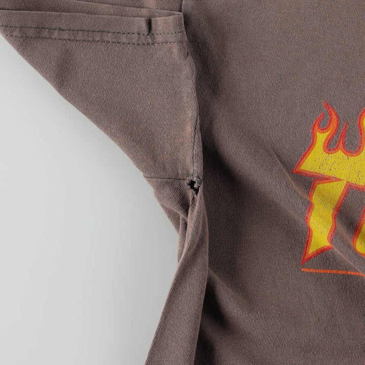 Thrasher Fire Pattern Surf Skate T-Shirt, Men's M cotton Khaki type brown Vintage Second Hand