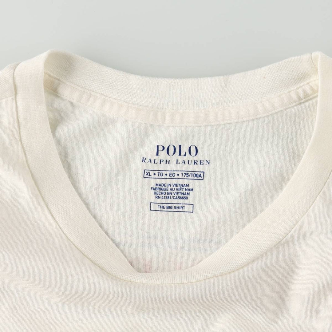 Ralph Lauren POLO RALPH LAUREN Short-Sleeve Printed T-Shirt, Men's Size XL (approx.) cotton unbleached Vintage Second Hand
