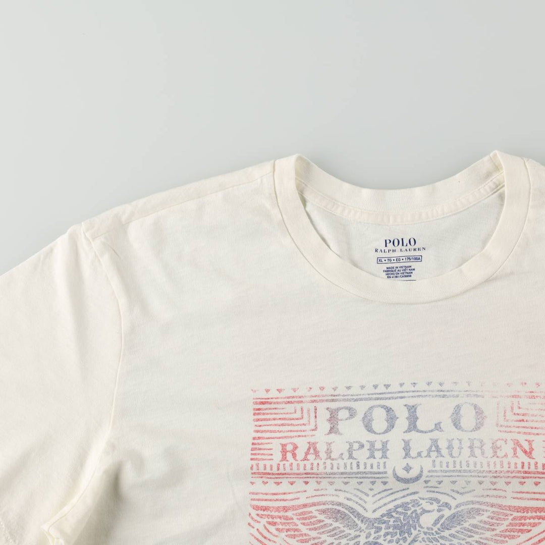 Ralph Lauren POLO RALPH LAUREN Short-Sleeve Printed T-Shirt, Men's Size XL (approx.) cotton unbleached Vintage Second Hand