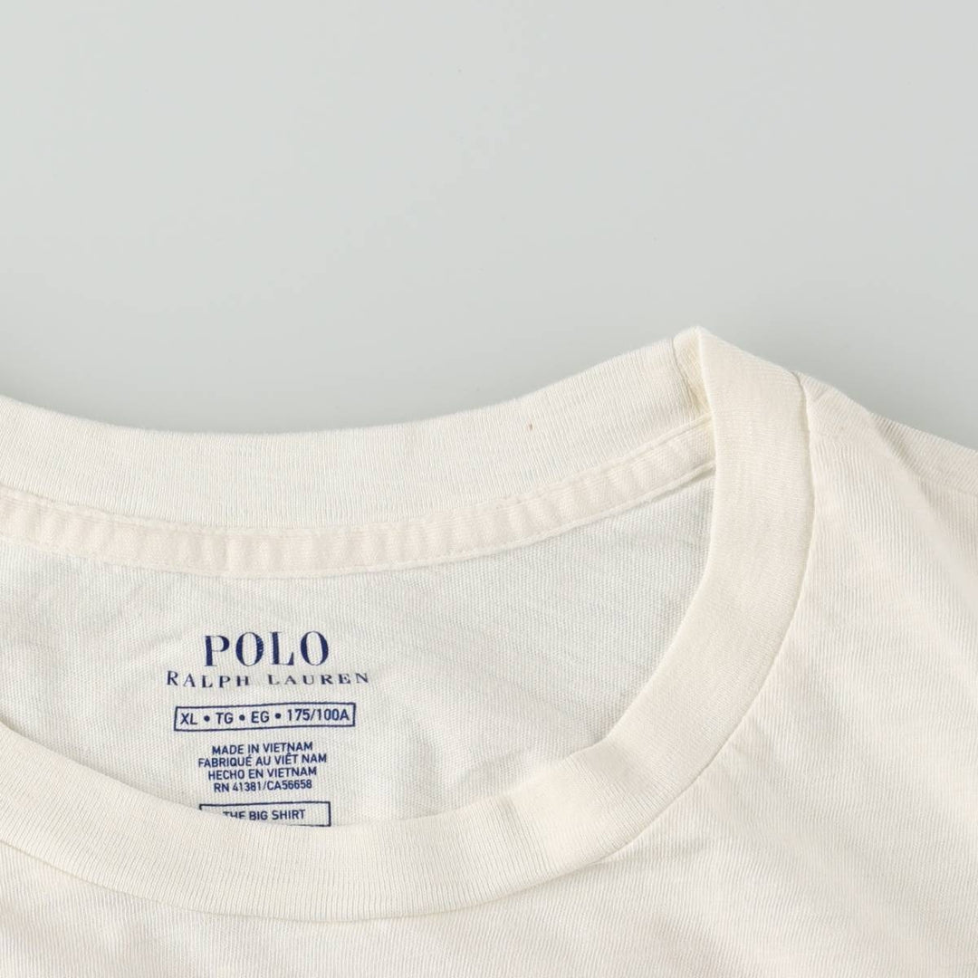 Ralph Lauren POLO RALPH LAUREN Short-Sleeve Printed T-Shirt, Men's Size XL (approx.) cotton unbleached Vintage Second Hand