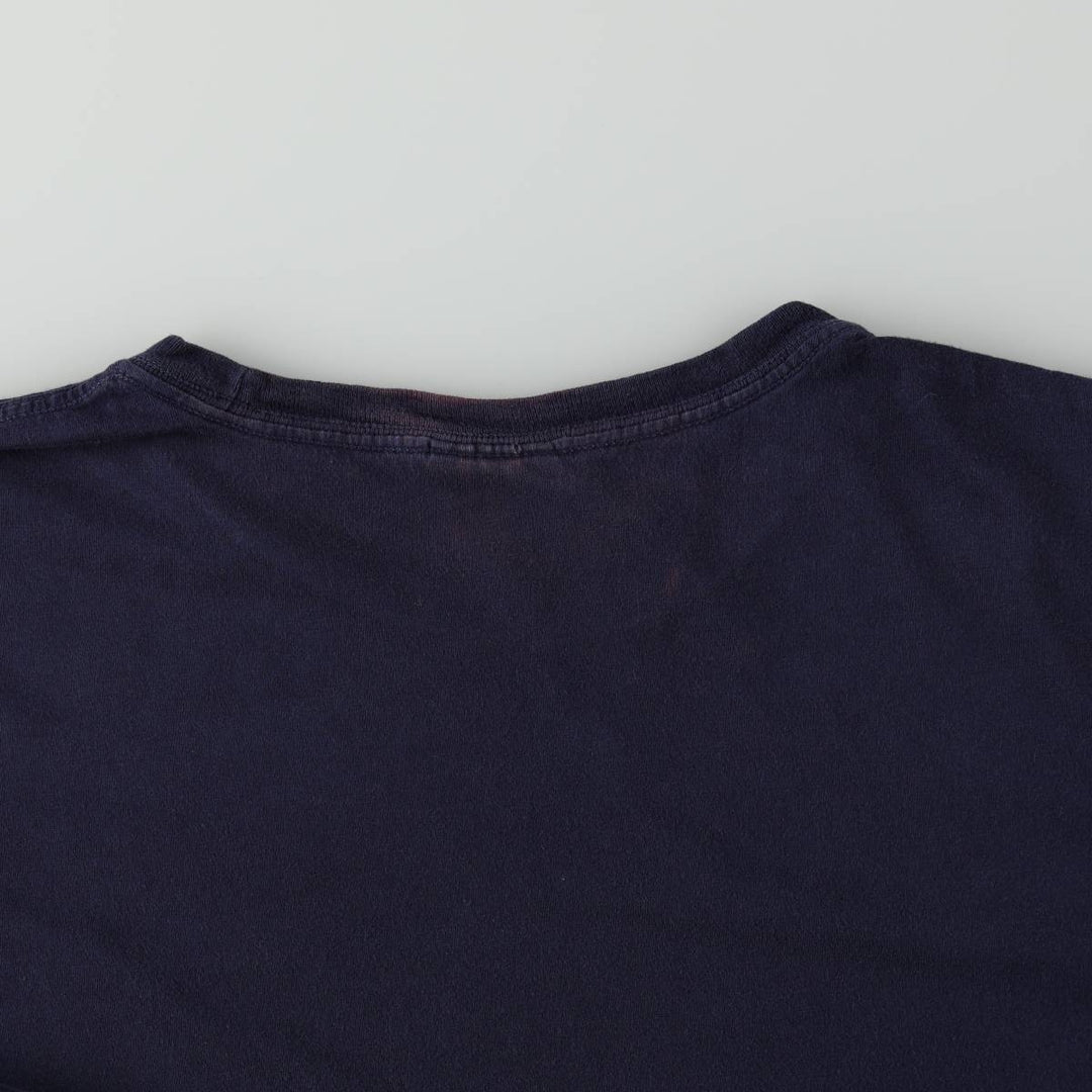Ralph Lauren POLO by Ralph Lauren Short-Sleeve T-Shirt with One-Point Logo, Men's Size XL (approx.) cotton navy blue type Vintage Second Hand
