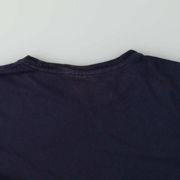 Ralph Lauren POLO by Ralph Lauren Short-Sleeve T-Shirt with One-Point Logo, Men's Size XL (approx.) cotton navy blue type Vintage Second Hand