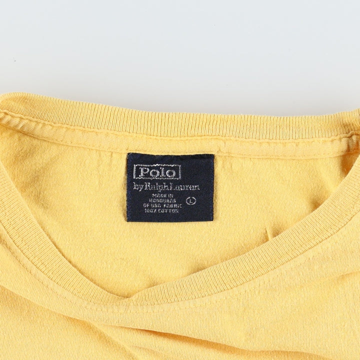 Ralph Lauren POLO by Ralph Lauren short sleeve one point logo T-shirt men's L size cotton yellow type Vintage Second Hand
