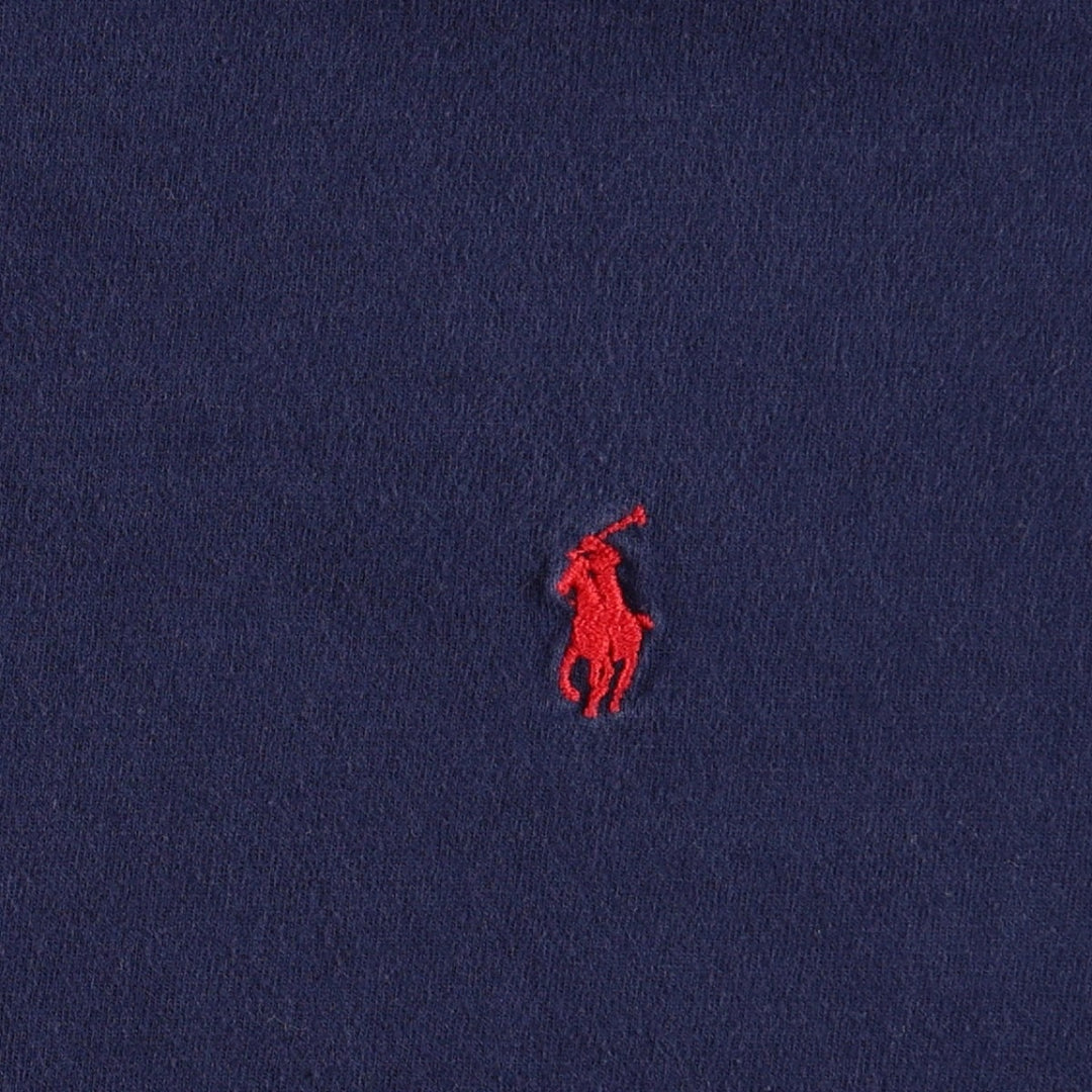 Ralph Lauren POLO by Ralph Lauren Plain Short-Sleeve T-Shirt with One-Point Logo, Men's Size XL (approx.) cotton Navy blue Vintage Second Hand
