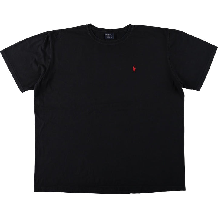 Ralph Lauren POLO by Ralph Lauren short-sleeved one-point logo T-shirt, men's size XXL cotton black type Vintage Second Hand