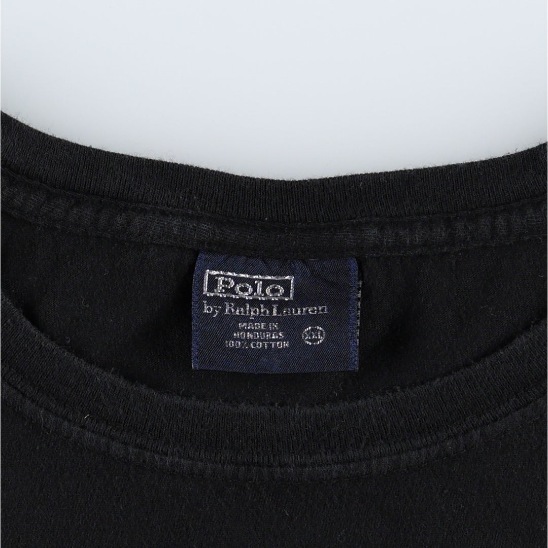 Ralph Lauren POLO by Ralph Lauren short-sleeved one-point logo T-shirt, men's size XXL cotton black type Vintage Second Hand