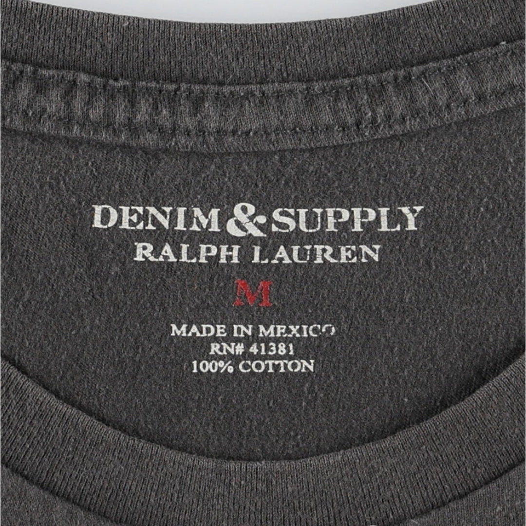 Ralph Lauren POLO RALPH LAUREN DENIM & SUPPLY Short-Sleeve Printed T-Shirt, Men's Size M (approx.) cotton Charcoal Vintage Second Hand