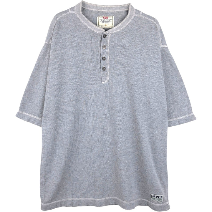 Levi's Henley neck short-sleeved T-shirt, men's size L (approx.) cotton gray type Vintage Second Hand