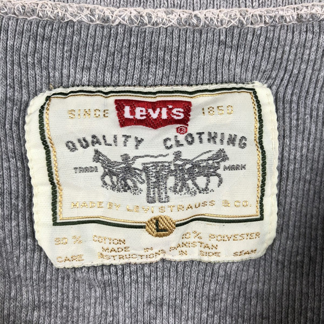 Levi's Henley neck short-sleeved T-shirt, men's size L (approx.) cotton gray type Vintage Second Hand