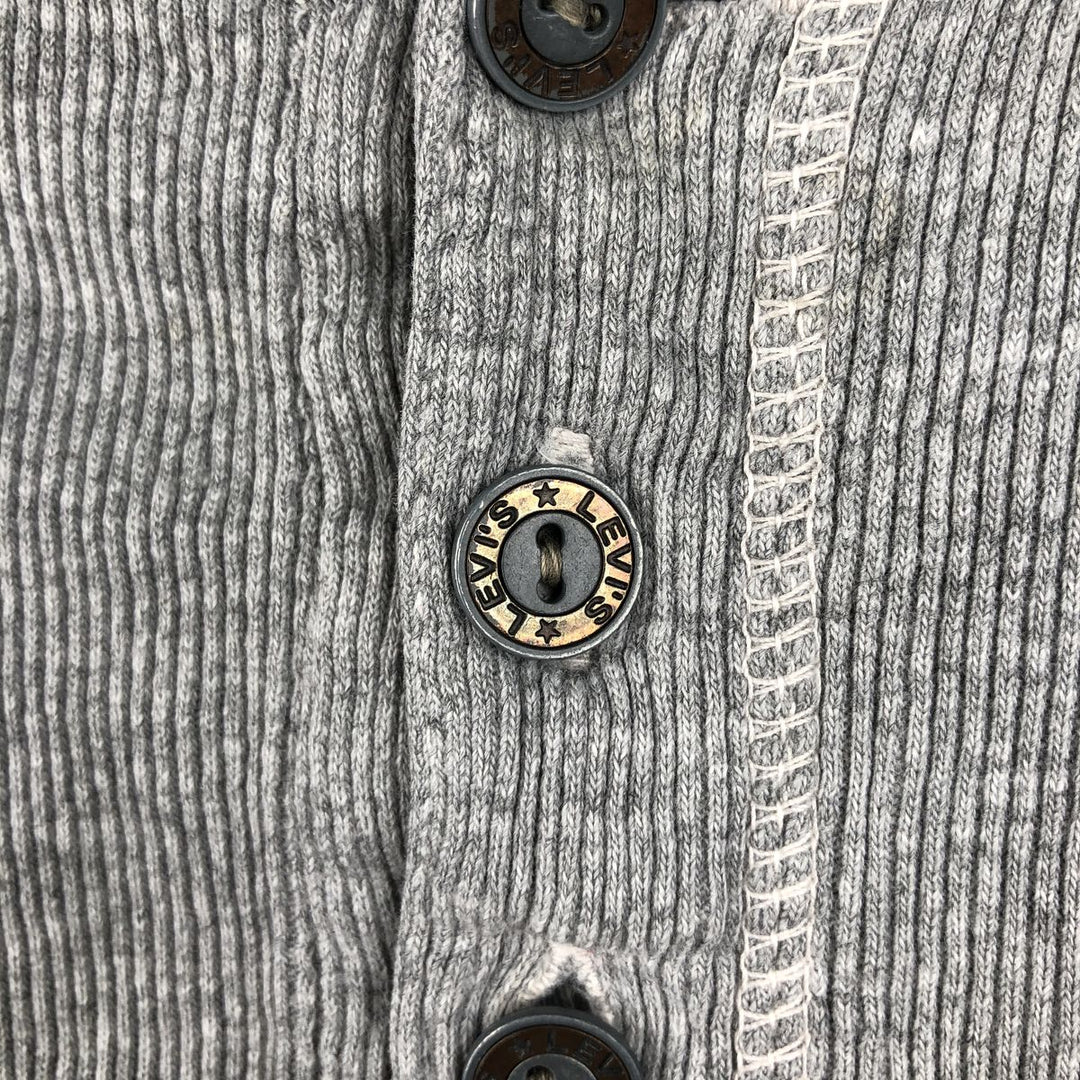 Levi's Henley neck short-sleeved T-shirt, men's size L (approx.) cotton gray type Vintage Second Hand