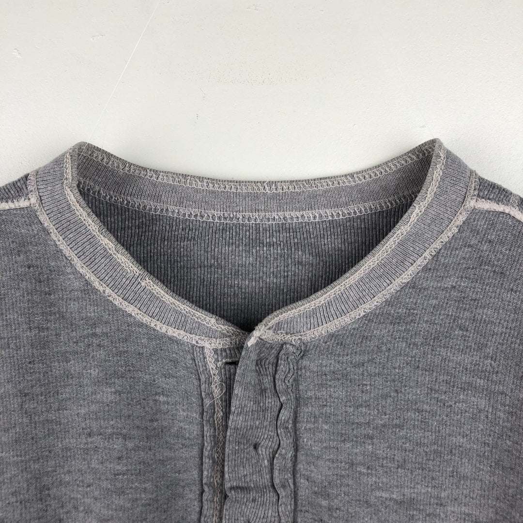Levi's Henley neck short-sleeved T-shirt, men's size L (approx.) cotton gray type Vintage Second Hand