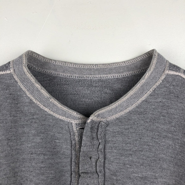 Levi's Henley neck short-sleeved T-shirt, men's size L (approx.) cotton gray type Vintage Second Hand