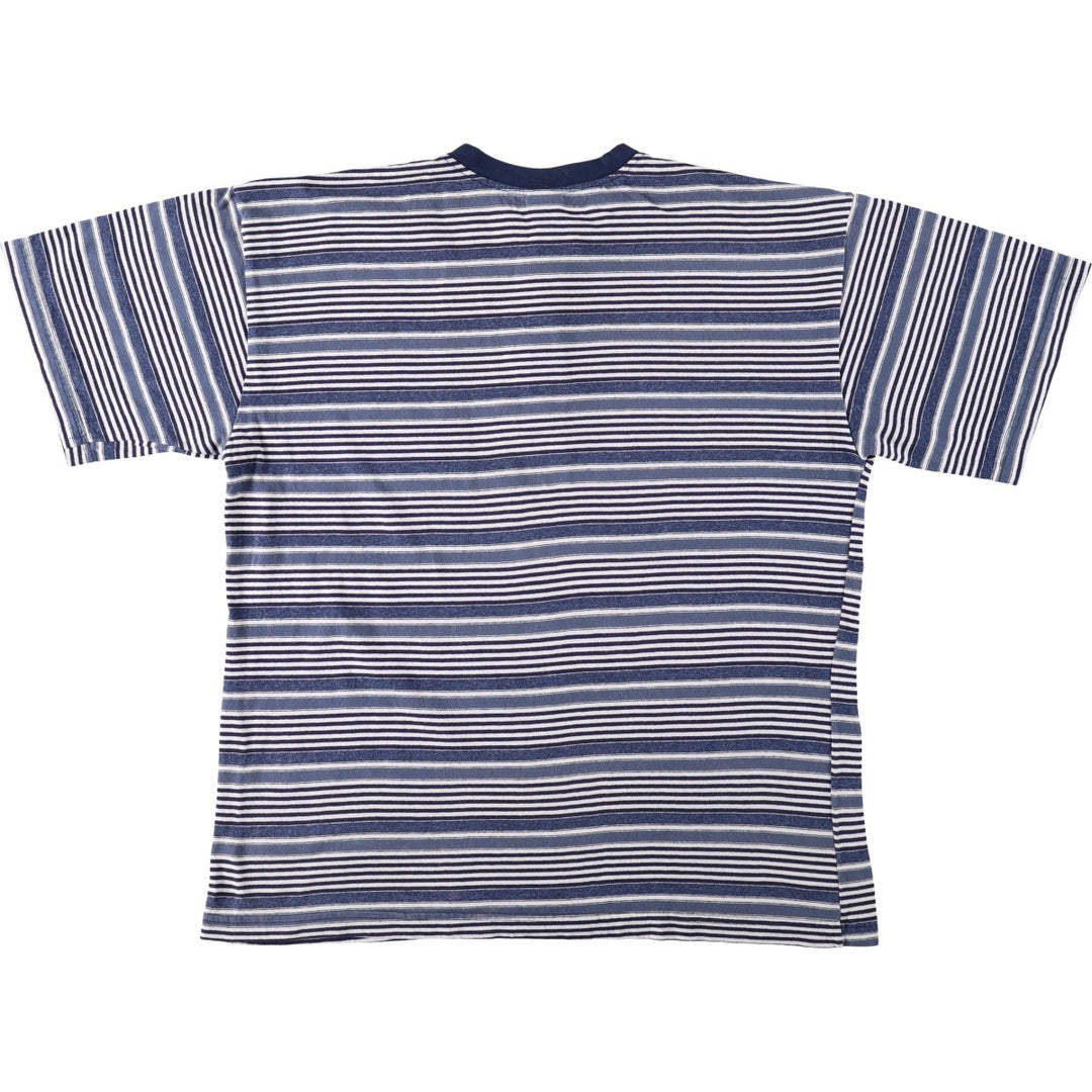 90'S Calvin Klein Jeans Henley Neck Short Sleeve Striped T-Shirt, Made in USA, Men's Size L (approx.), Vintage cotton blue type Vintage Second Hand