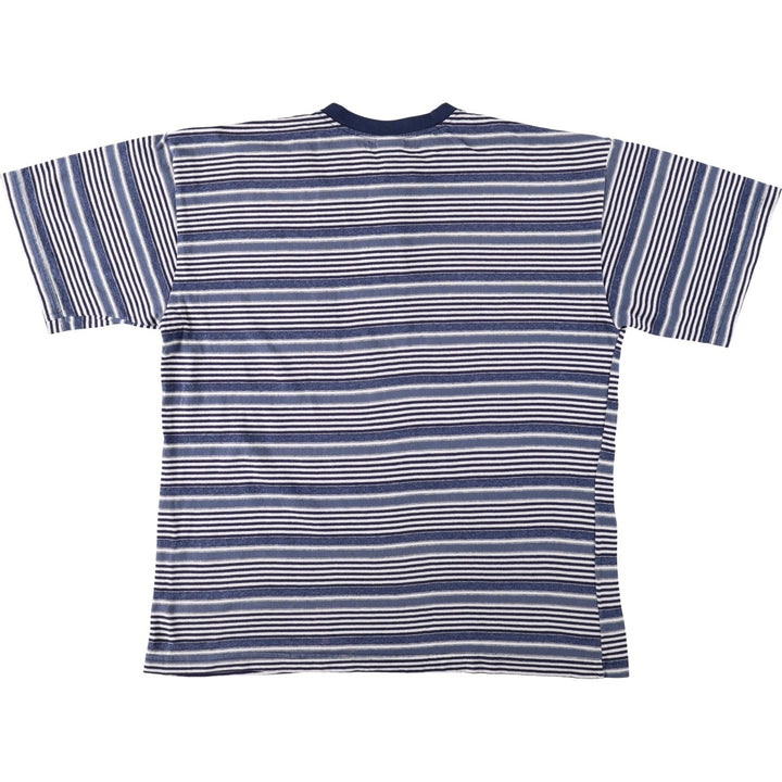 90'S Calvin Klein Jeans Henley Neck Short Sleeve Striped T-Shirt, Made in USA, Men's Size L (approx.), Vintage cotton blue type Vintage Second Hand