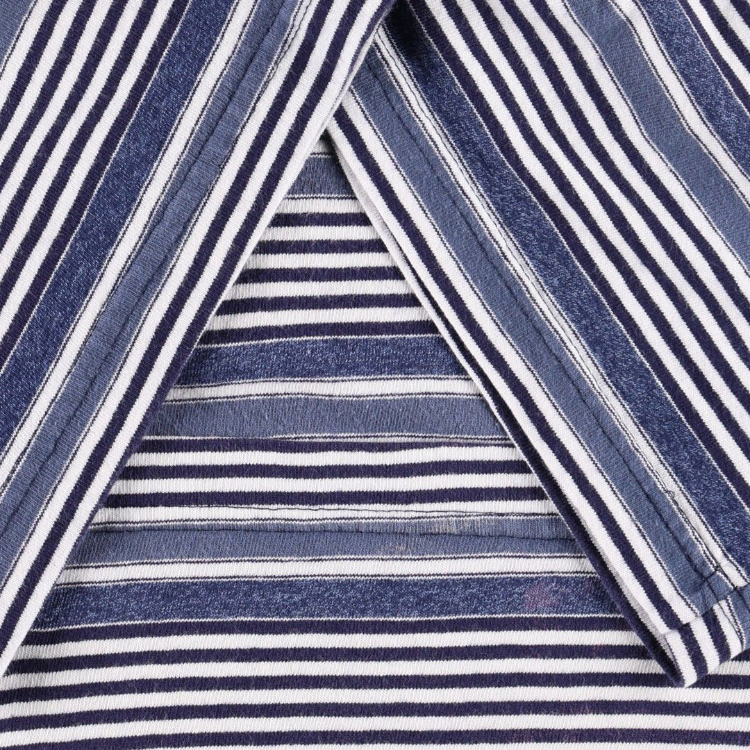 90'S Calvin Klein Jeans Henley Neck Short Sleeve Striped T-Shirt, Made in USA, Men's Size L (approx.), Vintage cotton blue type Vintage Second Hand