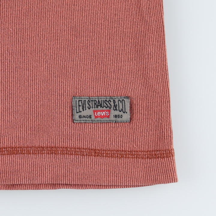 90'S Levi's Henley Neck Short-Sleeve T-Shirt, Made in Saipan, Men's Size L (Equivalent), Vintage cotton red type reddish brown Vintage Second Hand