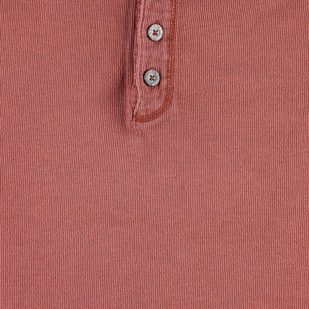 90'S Levi's Henley Neck Short-Sleeve T-Shirt, Made in Saipan, Men's Size L (Equivalent), Vintage cotton red type reddish brown Vintage Second Hand