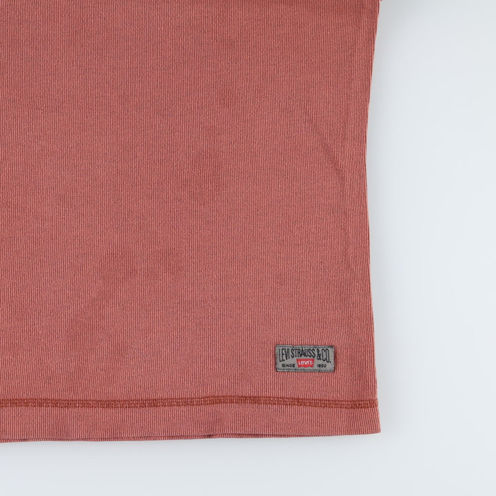 90'S Levi's Henley Neck Short-Sleeve T-Shirt, Made in Saipan, Men's Size L (Equivalent), Vintage cotton red type reddish brown Vintage Second Hand
