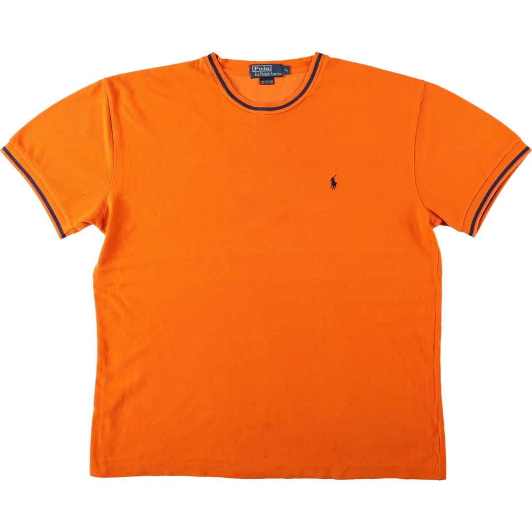 Ralph Lauren POLO by Ralph Lauren Pique Short Sleeve One Point Logo T-Shirt Men's L cotton orange type Vintage Second Hand