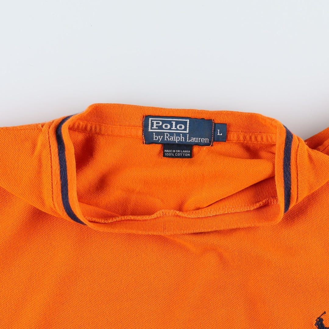 Ralph Lauren POLO by Ralph Lauren Pique Short Sleeve One Point Logo T-Shirt Men's L cotton orange type Vintage Second Hand