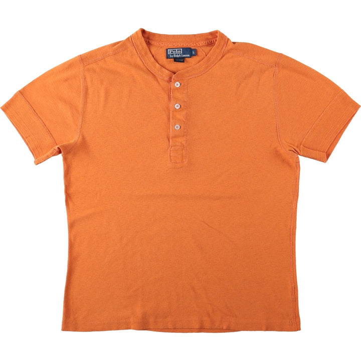 Ralph Lauren POLO by Ralph Lauren Henley neck short sleeve T-shirt Men's L size cotton orange type Vintage Second Hand