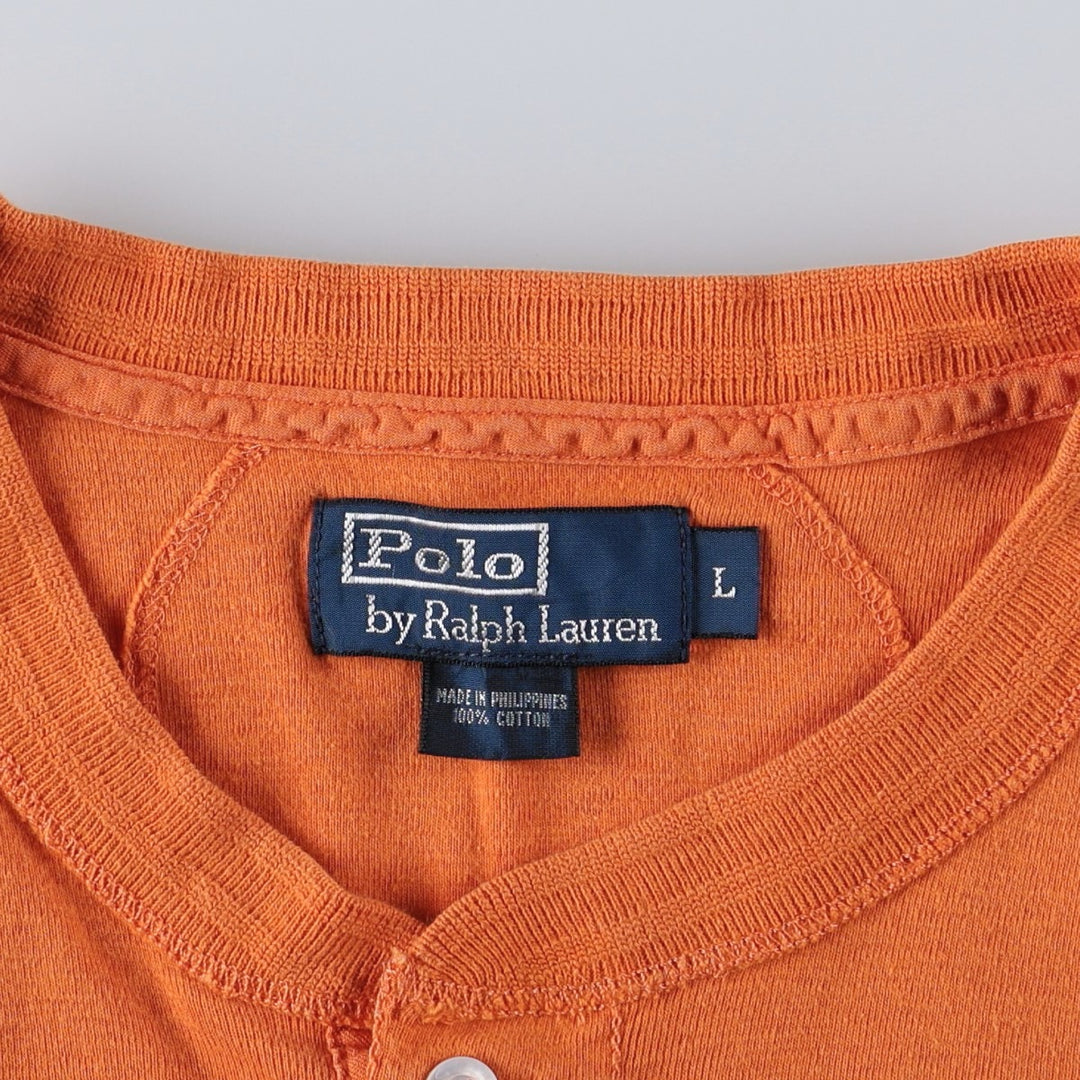 Ralph Lauren POLO by Ralph Lauren Henley neck short sleeve T-shirt Men's L size cotton orange type Vintage Second Hand