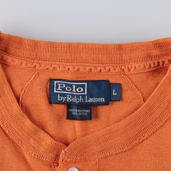 Ralph Lauren POLO by Ralph Lauren Henley neck short sleeve T-shirt Men's L size cotton orange type Vintage Second Hand
