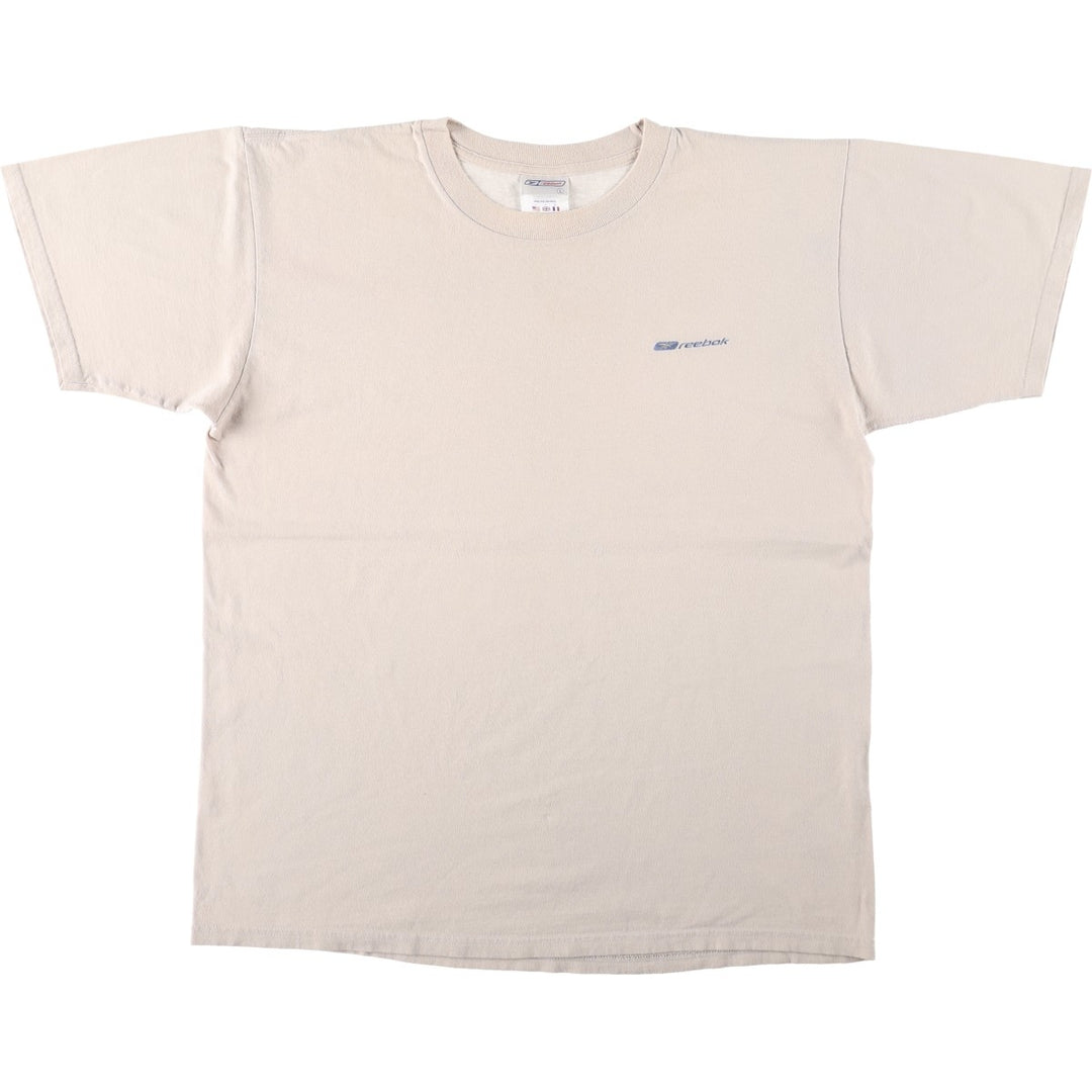 Reebok One-Point Logo T-Shirt, Men's Size L cotton Beige type Vintage Second Hand