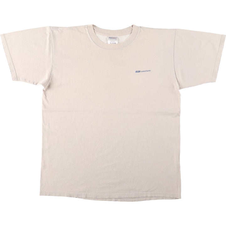 Reebok One-Point Logo T-Shirt, Men's Size L cotton Beige type Vintage Second Hand
