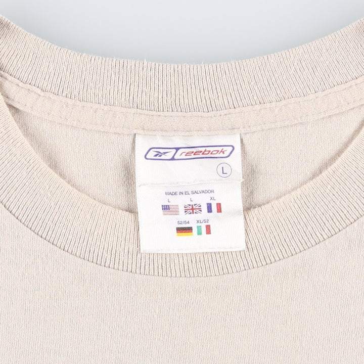 Reebok One-Point Logo T-Shirt, Men's Size L cotton Beige type Vintage Second Hand