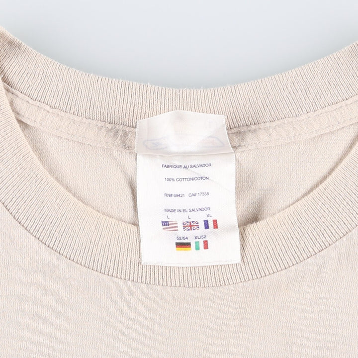 Reebok One-Point Logo T-Shirt, Men's Size L cotton Beige type Vintage Second Hand