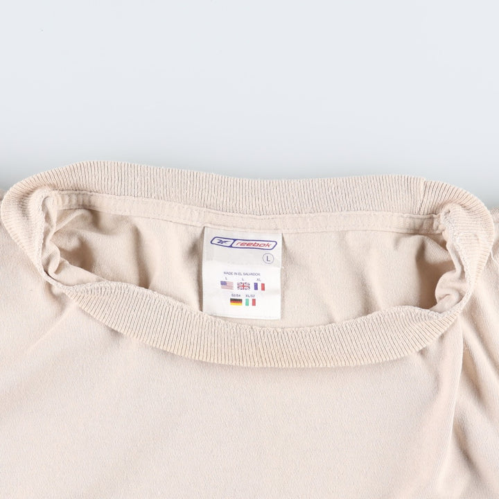 Reebok One-Point Logo T-Shirt, Men's Size L cotton Beige type Vintage Second Hand
