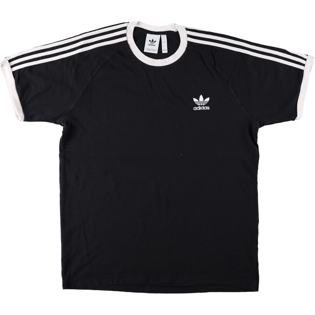 Adidas logo T-shirt, men's XL size cotton black type Vintage Second Hand