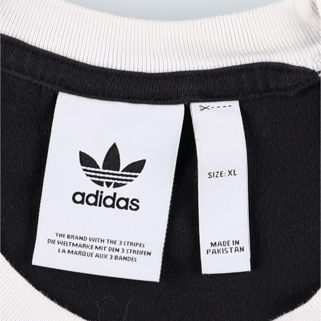Adidas logo T-shirt, men's XL size cotton black type Vintage Second Hand