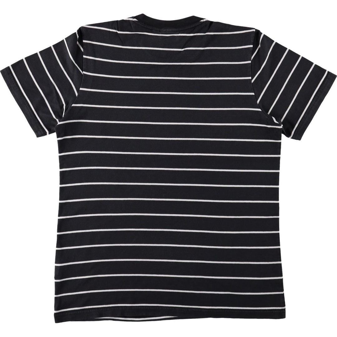 Adidas striped pattern logo t-shirt, men's size M (approx.) cotton black type Vintage Second Hand