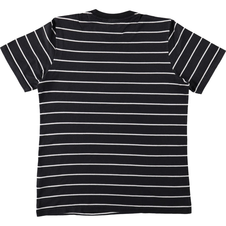 Adidas striped pattern logo t-shirt, men's size M (approx.) cotton black type Vintage Second Hand