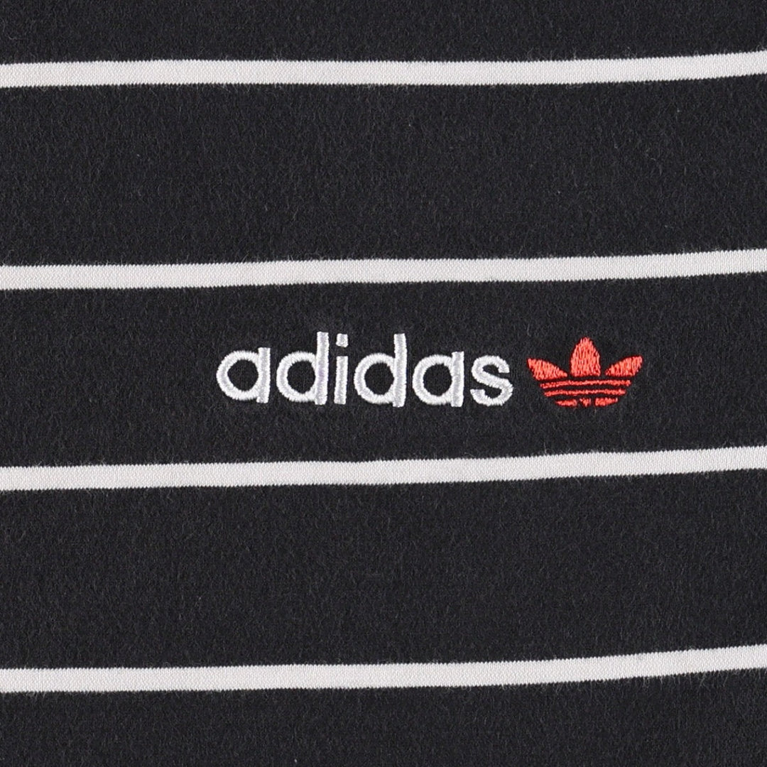Adidas striped pattern logo t-shirt, men's size M (approx.) cotton black type Vintage Second Hand