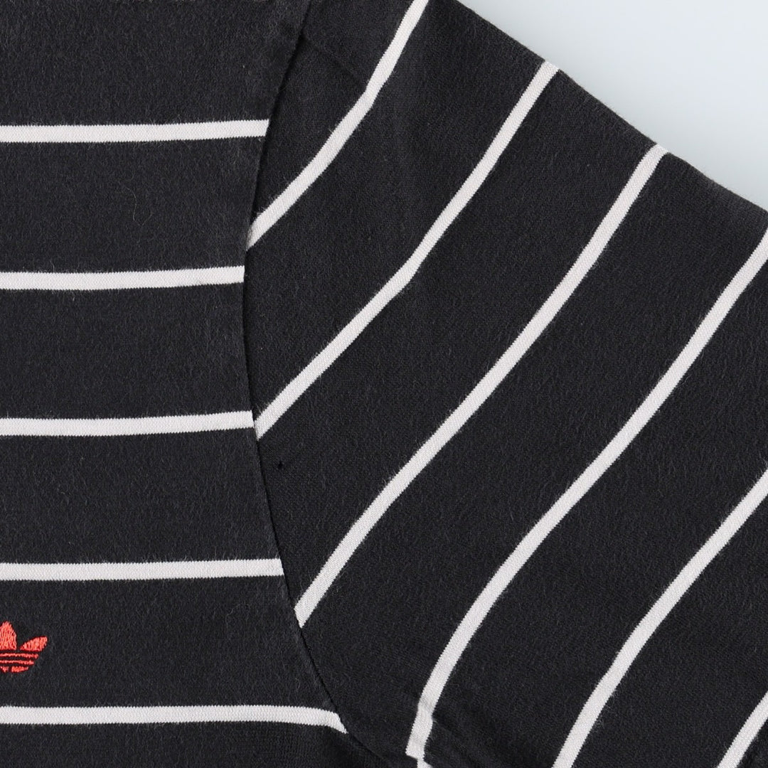 Adidas striped pattern logo t-shirt, men's size M (approx.) cotton black type Vintage Second Hand