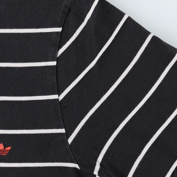 Adidas striped pattern logo t-shirt, men's size M (approx.) cotton black type Vintage Second Hand