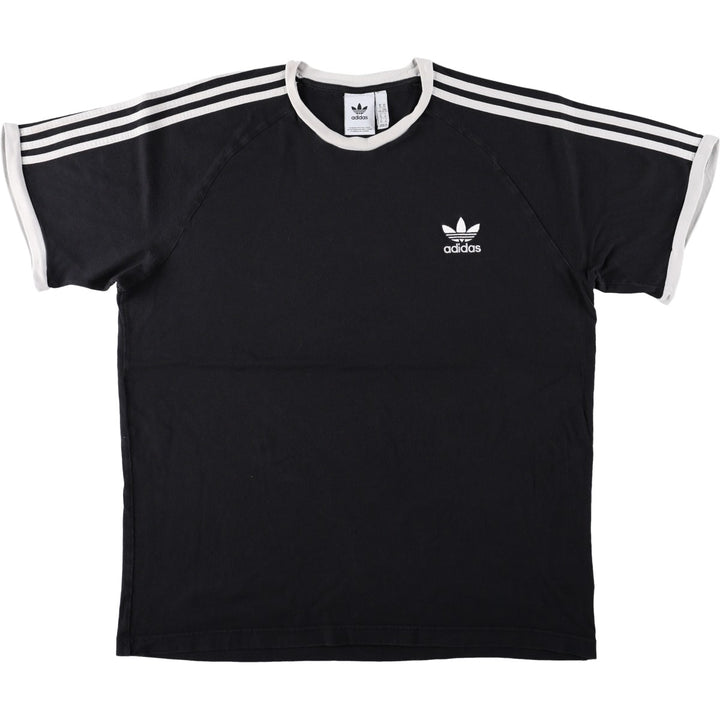 Adidas logo T-shirt, men's XL size cotton black type Vintage Second Hand