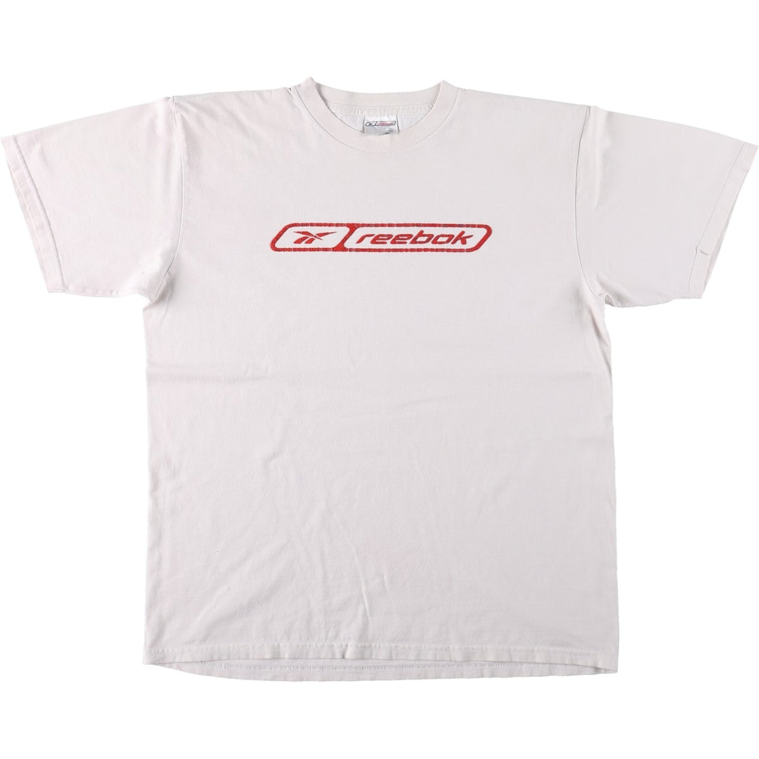 Reebok Logo Print T-shirt, Men's M size cotton white type Vintage Second Hand