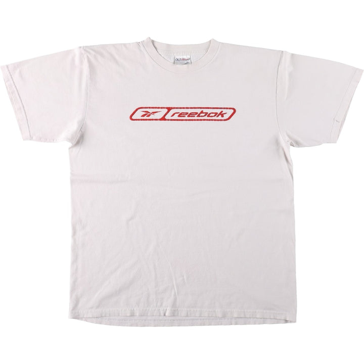 Reebok Logo Print T-shirt, Men's M size cotton white type Vintage Second Hand