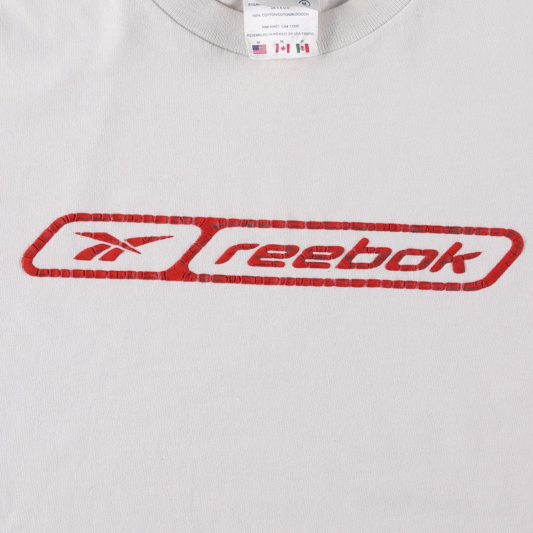 Reebok Logo Print T-shirt, Men's M size cotton white type Vintage Second Hand