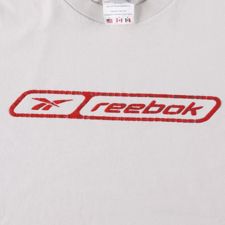 Reebok Logo Print T-shirt, Men's M size cotton white type Vintage Second Hand